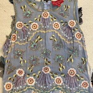 Aftershock Embroidered Floral Blue Blouse